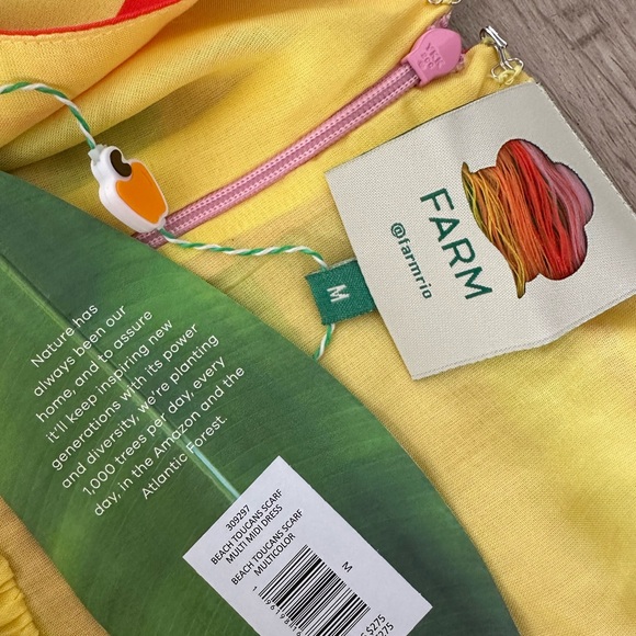 NWT Farm Rio Beach Toucans Scarf MIDI dress- multicolor - Picture 10 of 11